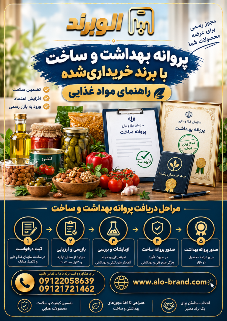 پروانه بهداشت و ساخت با برند خریداری‌شده راهنمای مواد غذایی